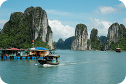 Fishing village in Halong Bay